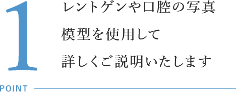 レントゲンや口腔の写真・模型を使用して詳しくご説明いたします